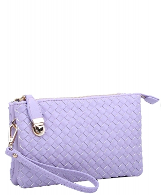 Fashion Woven Clutch Crossbody Bag WU112 LAVENDER